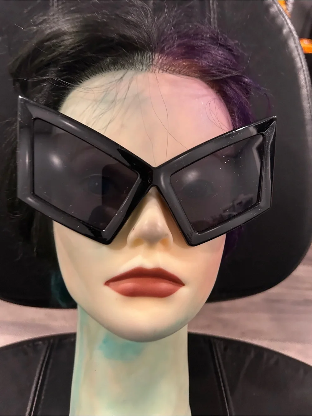 Black Oversized Geometric Women's Sunglasses